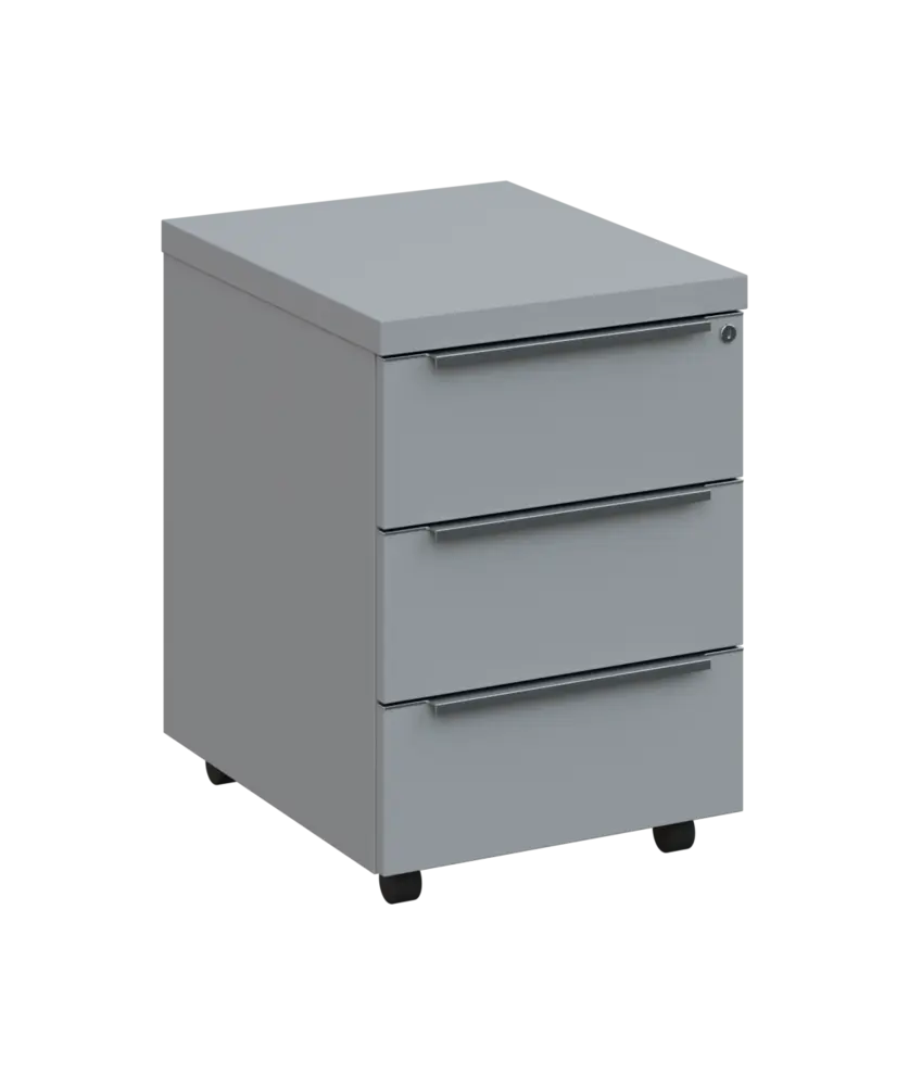 SIKC - 00 kontejner pojízdný, 3-zásuvkový, deska 18 mm, centrální zámek, šedá